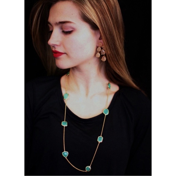 KATE SPADE • Green & Gold Vegas Jewels Scatter Long Necklace - Picture 2 of 7